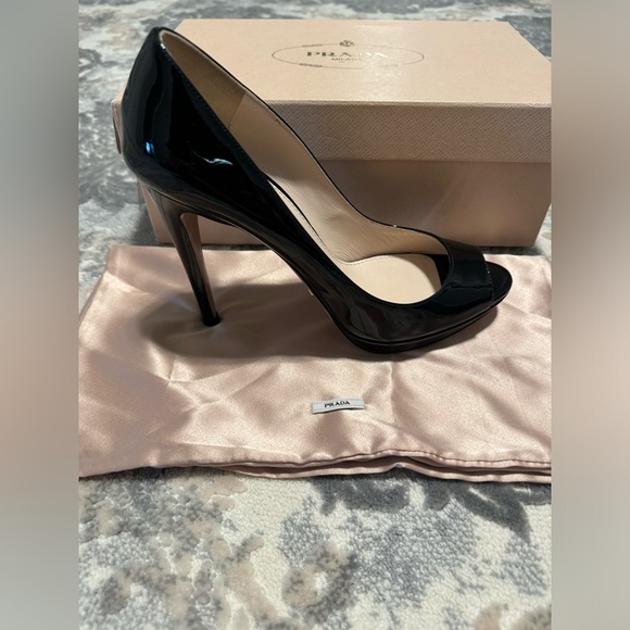 Prada Patent Leather Open Toed Stiletto Heels - Picture 4 of 9